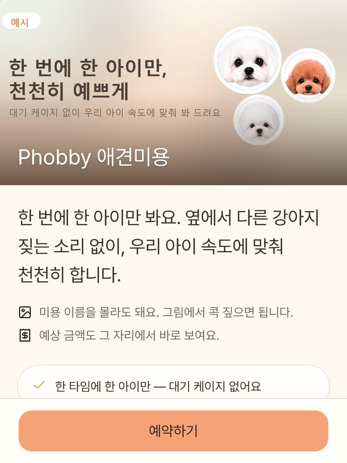 맨 처음, 우리 미용실 홍보 페이지가 나옵니다